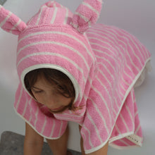Load image into Gallery viewer, Kids Character Hooded Towel Cotton Candy Pink Stripe
