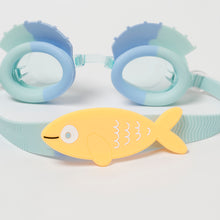 Load image into Gallery viewer, Kids Swim Goggles Finn the Fish Aqua Blue
