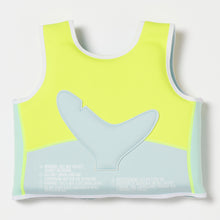 Load image into Gallery viewer, Salty the Shark Swim Vest 3-6 Aqua Neon Yellow
