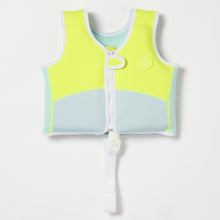 Load image into Gallery viewer, Salty the Shark Swim Vest 1-2 Aqua Neon Yellow
