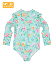Load image into Gallery viewer, Swim Bodysuit Ripple Waratah Mint
