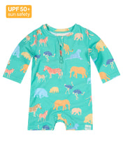 Load image into Gallery viewer, Swim Onesie L/S Splash Congo Seagrass
