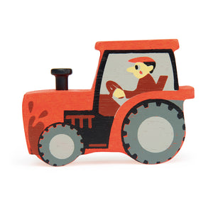 Wooden Tractor red