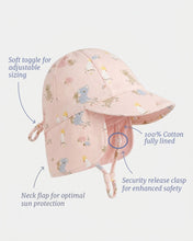 Load image into Gallery viewer, Flap Cap Arcadia Gumnut Babies Blossom
