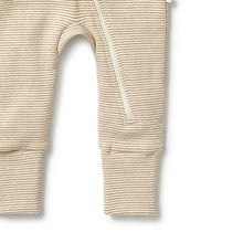Load image into Gallery viewer, Organic Stripe Rib Zipsuit with Feet Spice
