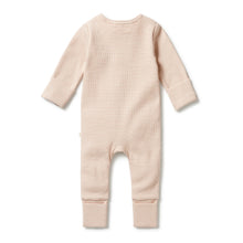 Load image into Gallery viewer, Organic Stripe Rib Zipsuit with Feet  Rose
