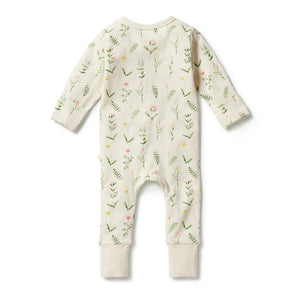 Organic Zipsuit with Feet Wild Flower