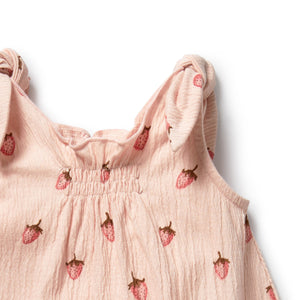 Strawberry Kisses Organic Tie Playsuit