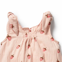 Load image into Gallery viewer, Strawberry Kisses Organic Tie Playsuit

