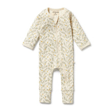 Load image into Gallery viewer, Lemon Leaf Organic Zipsuit with Feet
