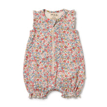 Load image into Gallery viewer, Summer Bloom Organic Ruffle Zipsuit
