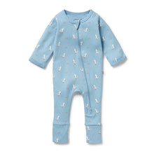 Load image into Gallery viewer, Sunny Seagulls Organic Pointelle Zipsuit with Feet
