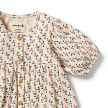 Load image into Gallery viewer, Little Blossom Organic Crinkle Button Dress
