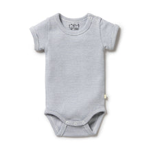 Load image into Gallery viewer, Organic Stripe Rib Bodysuit - Rain Drop
