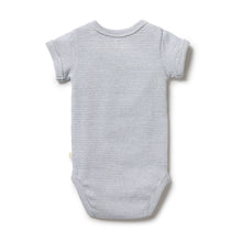 Load image into Gallery viewer, Organic Stripe Rib Bodysuit - Rain Drop

