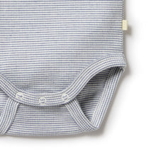 Load image into Gallery viewer, Organic Stripe Rib Bodysuit - Rain Drop
