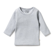 Load image into Gallery viewer, Organic Stripe Rib Long Sleeved Top Rain Drop
