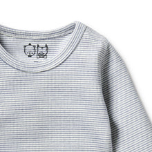 Load image into Gallery viewer, Organic Stripe Rib Long Sleeved Top Rain Drop
