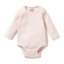 Load image into Gallery viewer, Organic Stripe Rib Long Sleeved Bodysuit Cantaloupe
