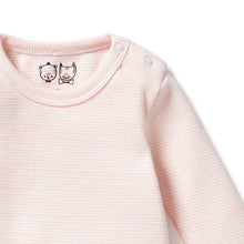 Load image into Gallery viewer, Organic Stripe Rib Long Sleeved Bodysuit Cantaloupe
