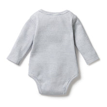 Load image into Gallery viewer, Organic Stripe Rib Long Sleeved Bodysuit Rain Drop
