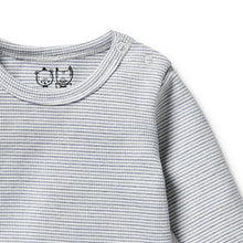 Load image into Gallery viewer, Organic Stripe Rib Long Sleeved Bodysuit Rain Drop
