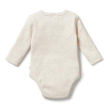 Load image into Gallery viewer, Organic Stripe Rib Long Sleeved Bodysuit Oatmeal
