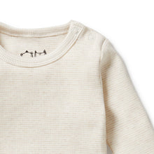 Load image into Gallery viewer, Organic Stripe Rib Long Sleeved Bodysuit Oatmeal
