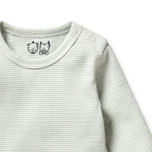 Load image into Gallery viewer, Organic Stripe Rib Long Sleeved Bodysuit Fern
