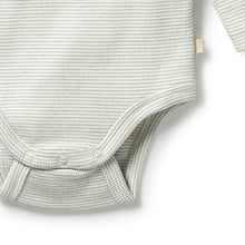 Load image into Gallery viewer, Organic Stripe Rib Long Sleeved Bodysuit Fern
