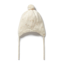 Load image into Gallery viewer, Ecru Knitted Pointelle Bonnet

