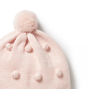 Pink Knitted Bauble Hat