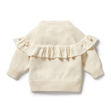 Load image into Gallery viewer, Ecru Knitted Ruffle Cardigan
