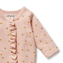 Load image into Gallery viewer, Little Fleur Organic Waffle Ruffle Zipsuit
