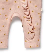 Load image into Gallery viewer, Little Fleur Organic Waffle Ruffle Zipsuit
