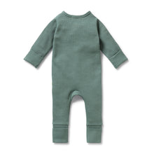 Load image into Gallery viewer, Pine Green Organic Waffle Zipsuit
