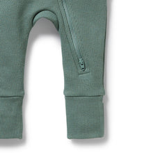 Load image into Gallery viewer, Pine Green Organic Waffle Zipsuit
