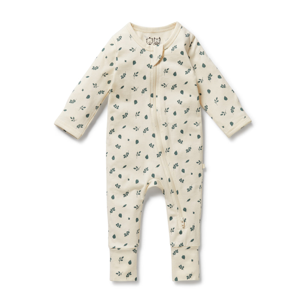 Twilight Leaf Organic Zipsuit with Feet