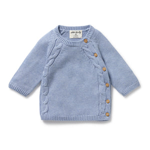 Blue Speckle Organic Knitted Kimono Cardigan
