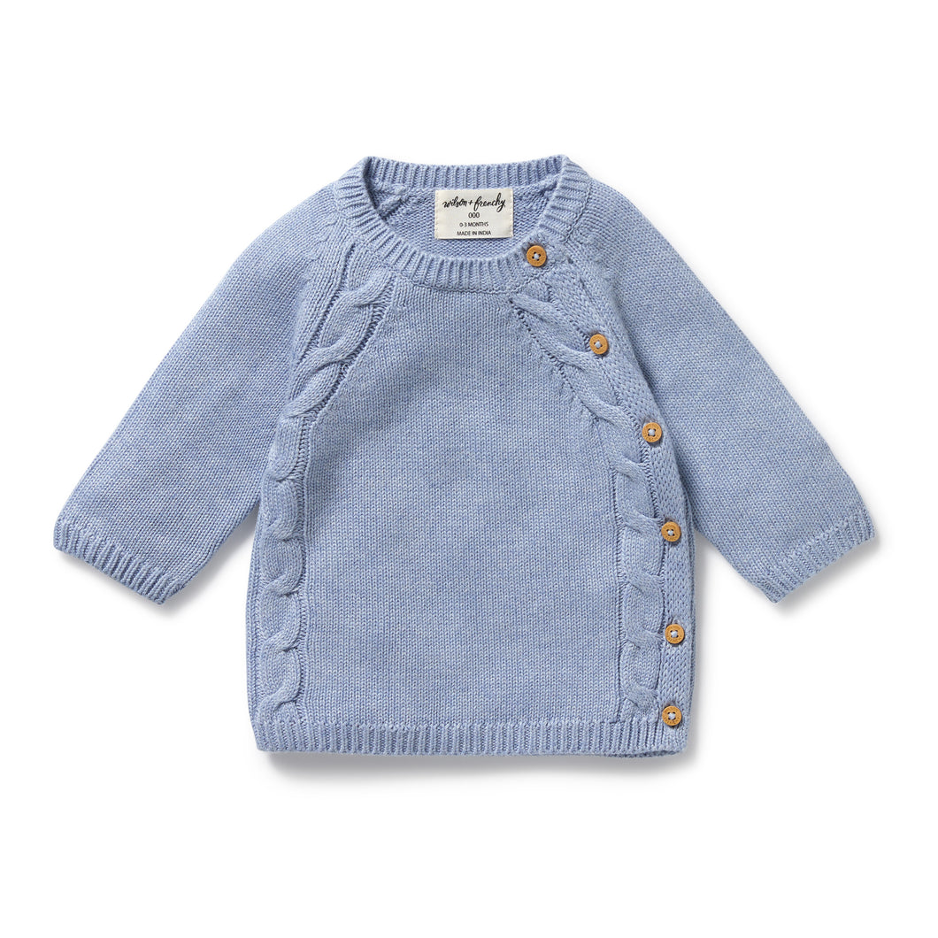 Blue Speckle Organic Knitted Kimono Cardigan