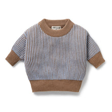 Load image into Gallery viewer, Coco Blue Speckle Organic Knitted Ribbed Jumper
