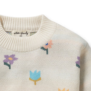 Flower Pop Organic Knitted Jacquard Jumper