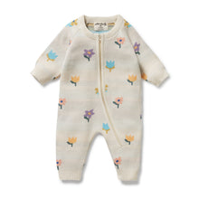 Load image into Gallery viewer, Flower Pop Organic Knitted Jacquard Growsuit
