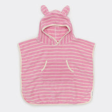 Load image into Gallery viewer, Kids Character Hooded Towel Cotton Candy Pink Stripe
