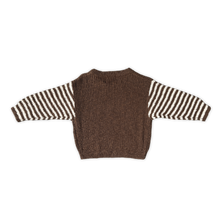 Load image into Gallery viewer, Organic Stripe Sleeve Knit Pull Over - Espresso
