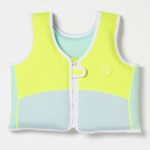 Load image into Gallery viewer, Salty the Shark Swim Vest 2-3 Aqua Neon Yellow
