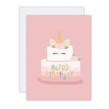 Load image into Gallery viewer, Happy Birthday Unicorn Cake - Greeting Card: Rectange
