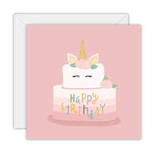 Load image into Gallery viewer, Happy Birthday Unicorn Cake - Greeting Card: Rectange
