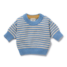 Load image into Gallery viewer, Frosted Blue Organic Knitted Stripe Jumper
