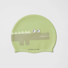 Load image into Gallery viewer, Kids Swimming Cap Cookie The Croc Light Khaki
